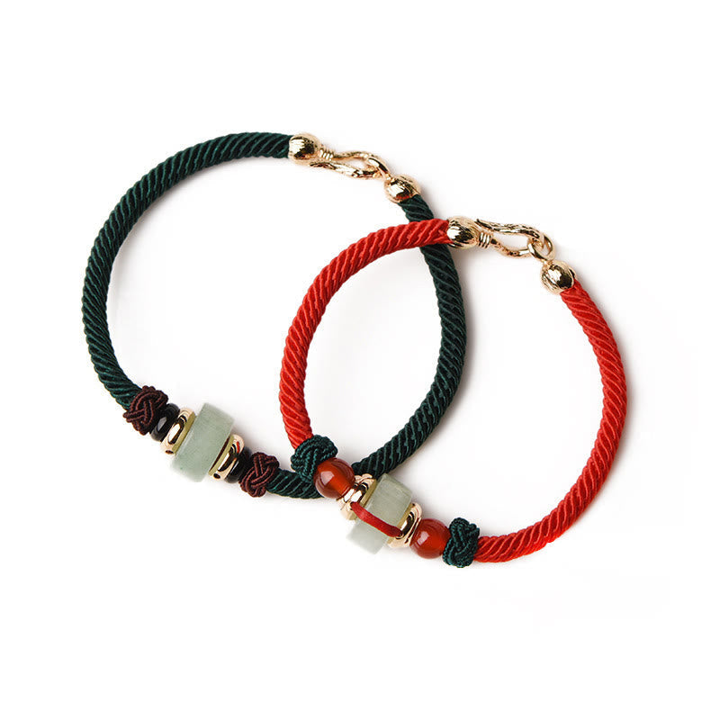 Tibetan Green Aventurine Luck Braid String Bracelet
