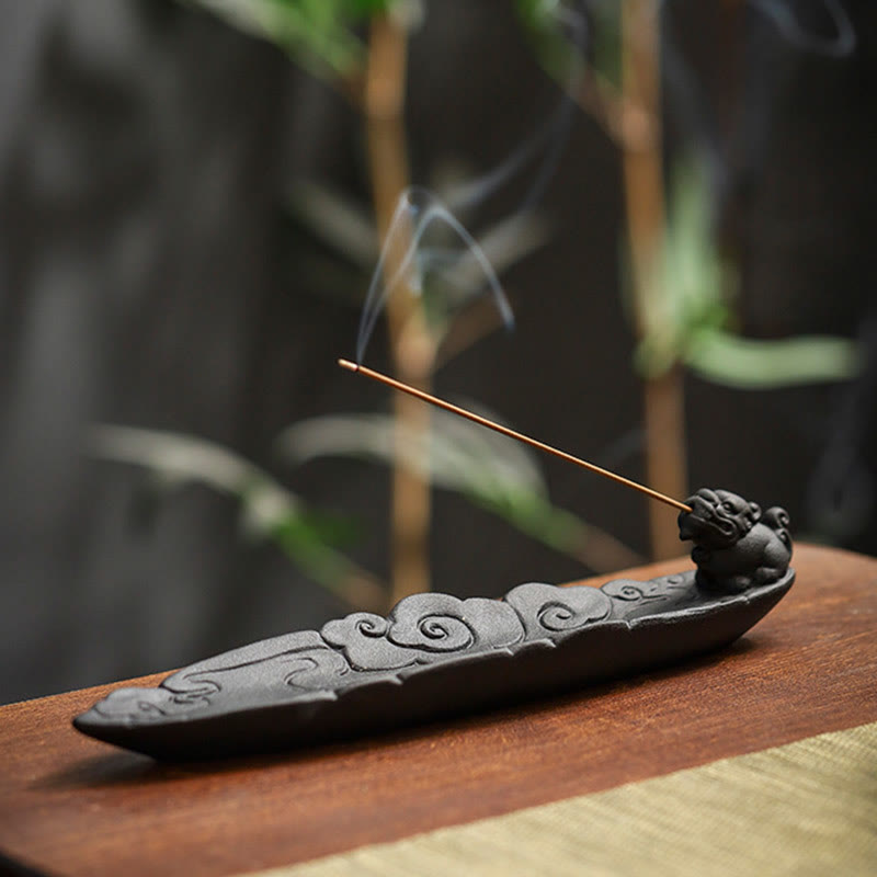 Auspicious Clouds Pixiu Ceramic Stick Incense Burner Decoration