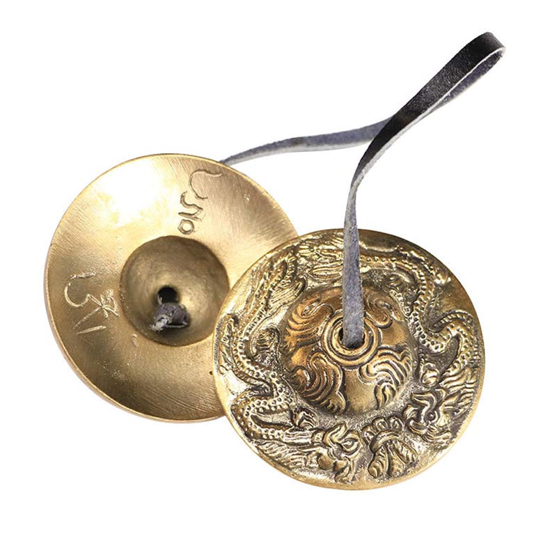 Tibetan Tingsha Bell Six True Words Dragon Copper Balance Decoration With Bag
