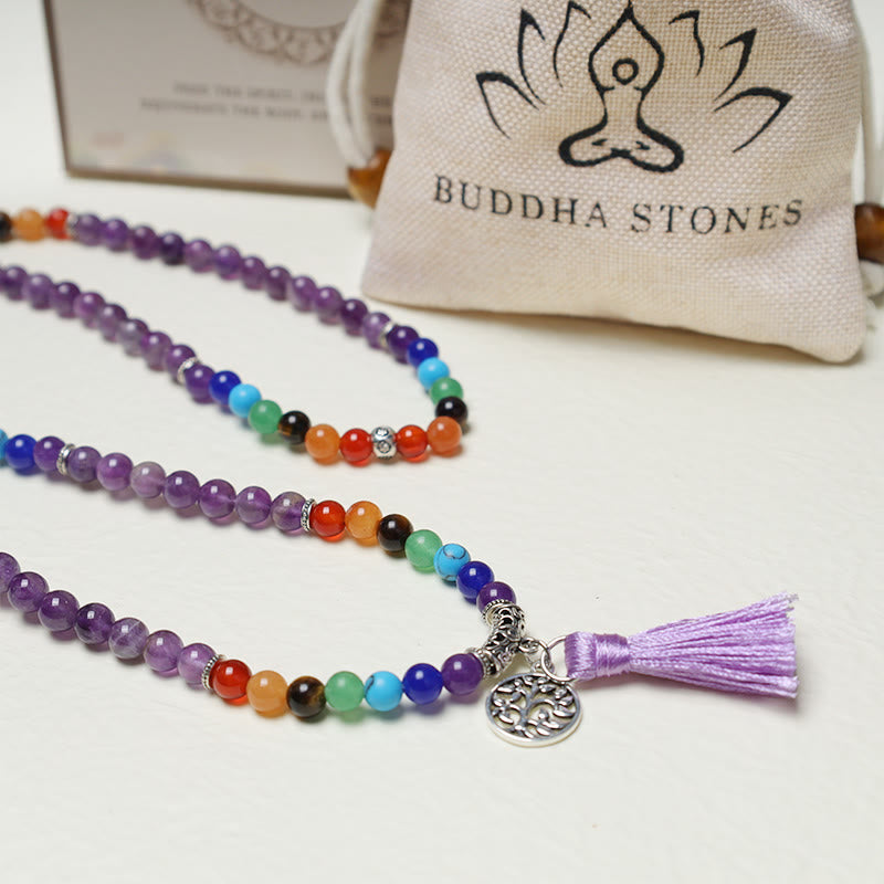 Crystal Mala Prayer Beads 108 Meditation Multilayer Bracelet Necklace