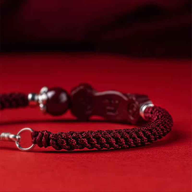 Handcrafted PiXiu Cinnabar Wealth Luck Braided Bracelet