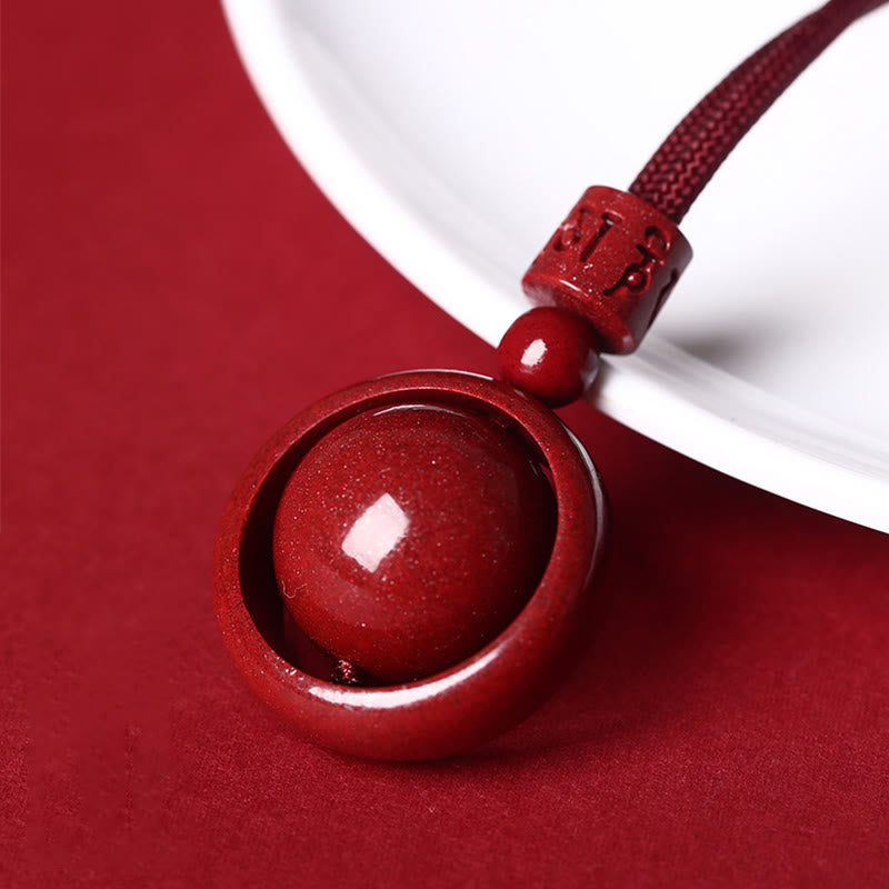 Cinnabar Om Mani Padme Hum PiXiu Blessing Lucky Bead Necklace Pendant