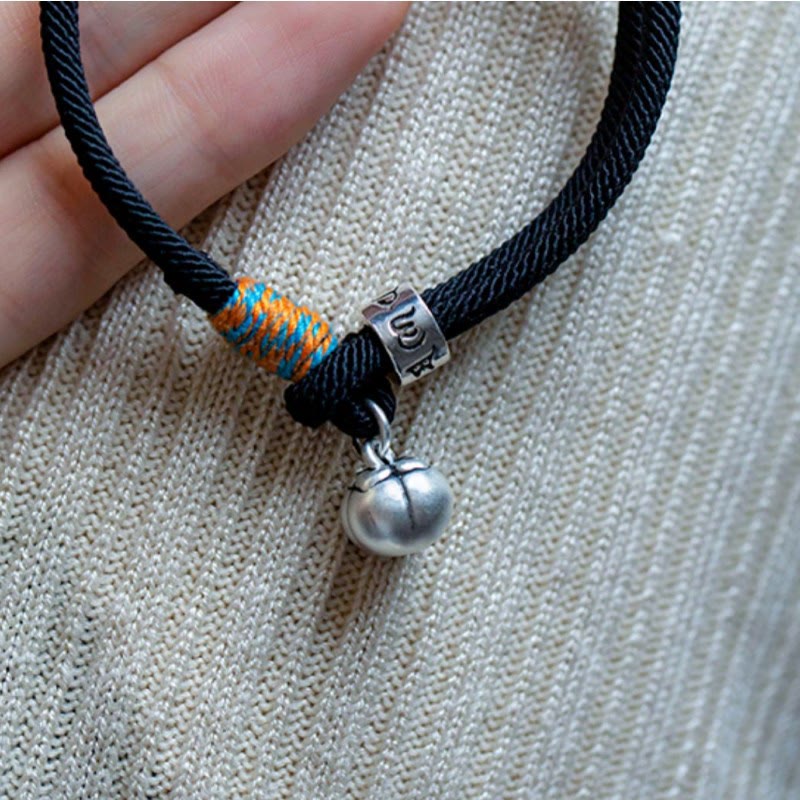 925 Sterling Silver Tibetan Handmade Om Mani Padme Hum Persimmon Charm Luck Protection Braided Bracelet