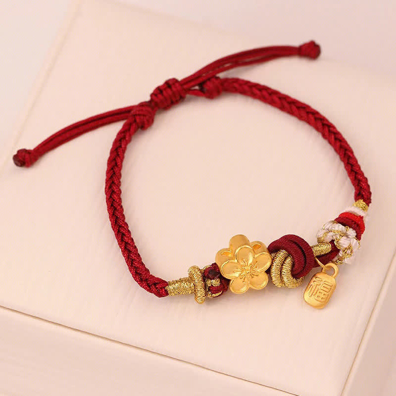 Peach Blossom Happiness Charm Luck Red String Bracelet