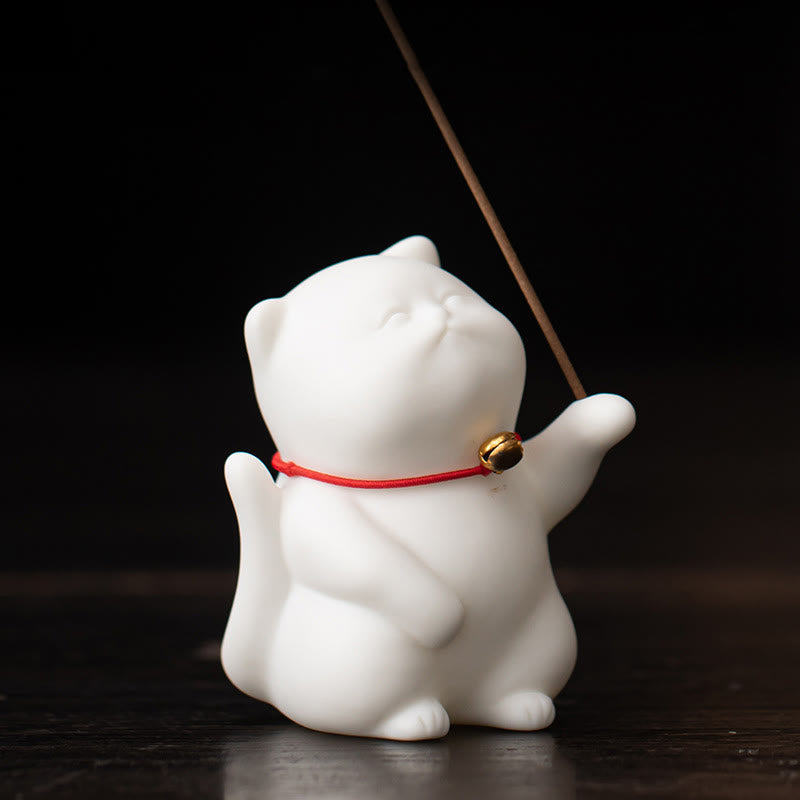Mini Cute Cat Ceramic Incense Burner Desk Decoration
