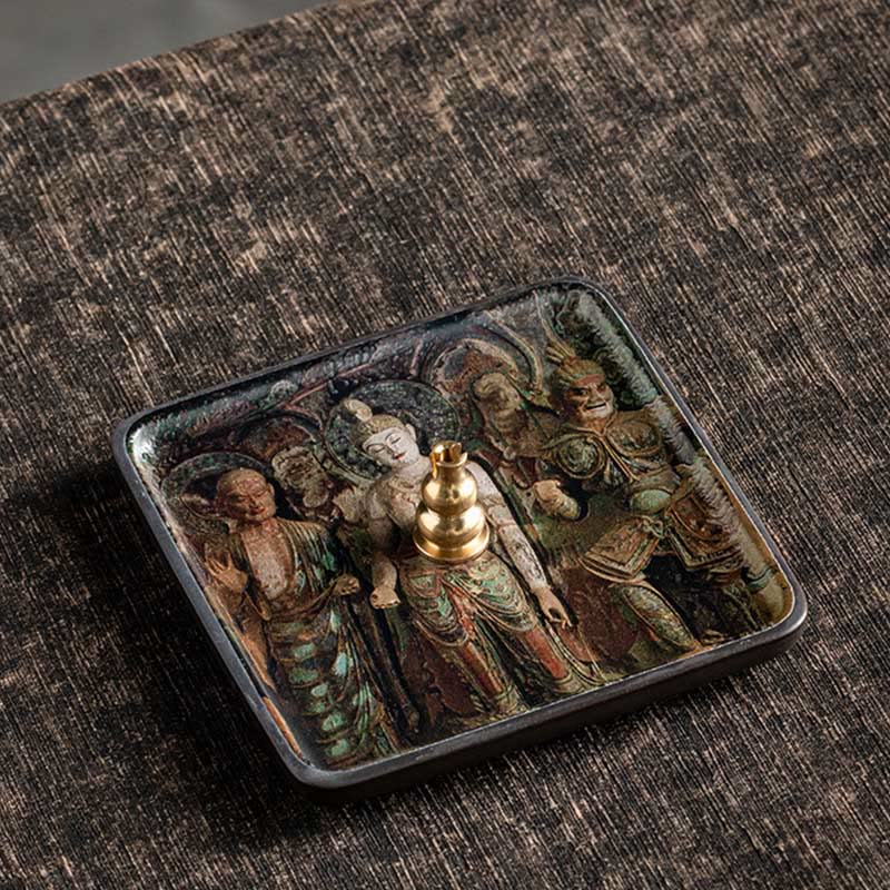 Mountain Lake Flower Leaf Ceramic Plate Tray Stick Incense Burner Decoration