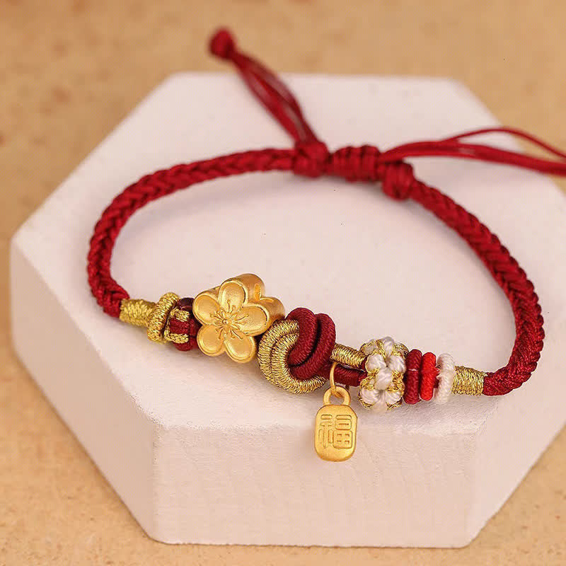 Peach Blossom Happiness Charm Luck Red String Bracelet