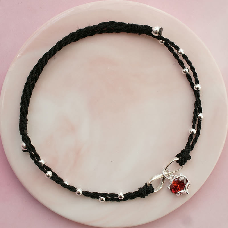 Love Heart Infinity Symbol Braided String Anklet