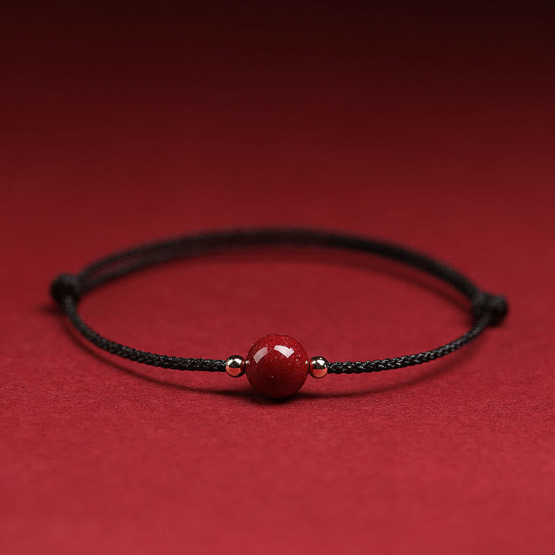 Natural Lucky Cinnabar Bead Blessing String Bracelet Anklet