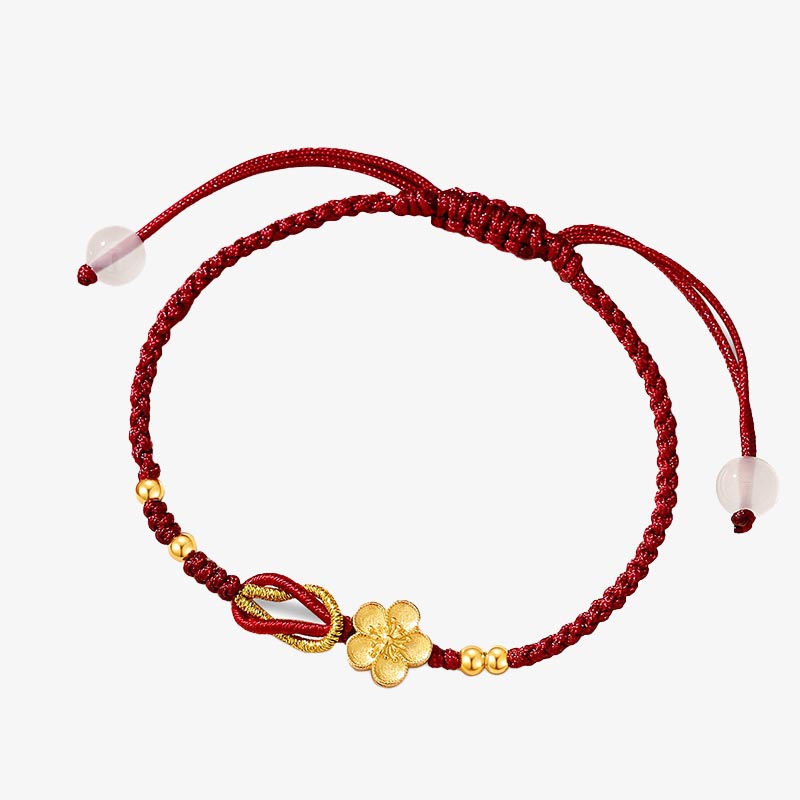Handmade 925 Sterling Silver Cherry Blossoms Sakura Chalcedony Luck Bracelet