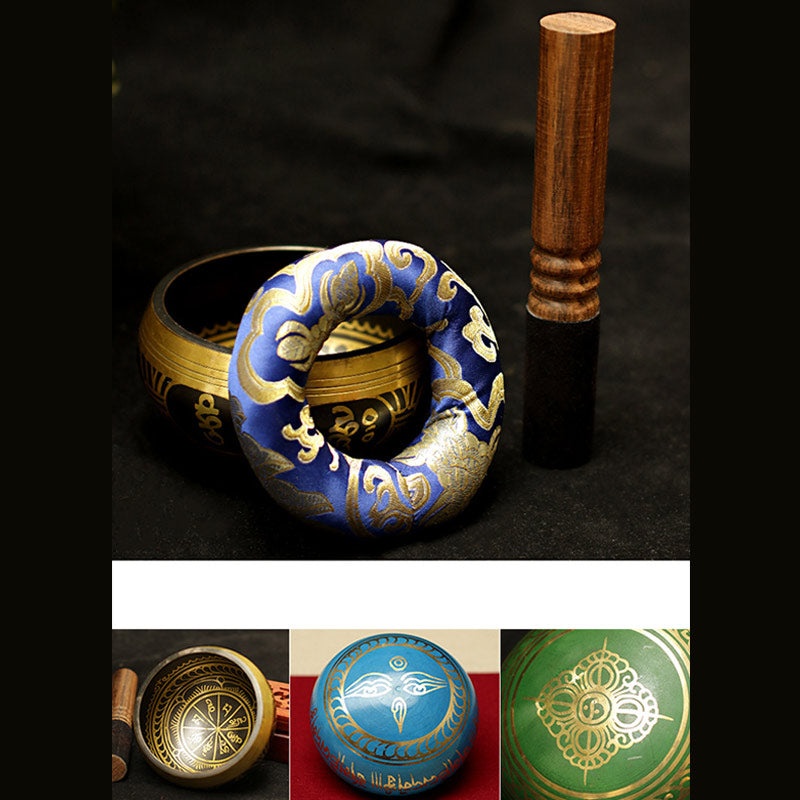 Tibetan Meditation Sound Bowl Handcrafted for and Mindfulness Support Protection Singing Bowl Set
