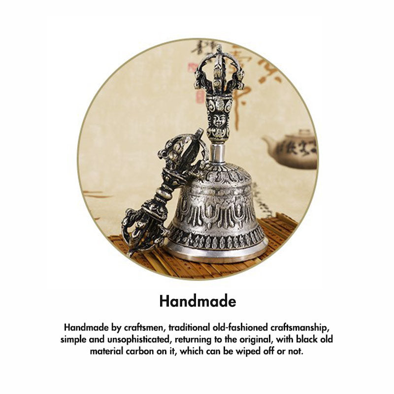 Tibetan Meditation Bell and Vajra Dorje Copper Decoration Set