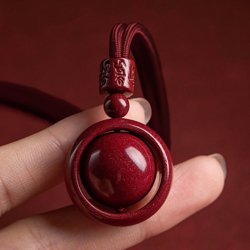 Cinnabar Om Mani Padme Hum PiXiu Blessing Lucky Bead Necklace Pendant