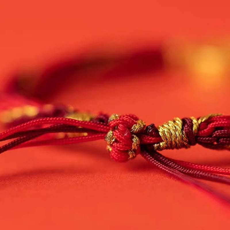 Five Directions Gods of Wealth Handmade Reincarnation Knot Protection String Braid Bracelet