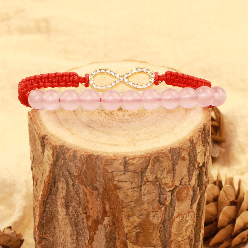 Tibetan Handmade Lotus Pink Crystal Soothing Red String Bracelet (Extra 30% Off | USE CODE: FS30)