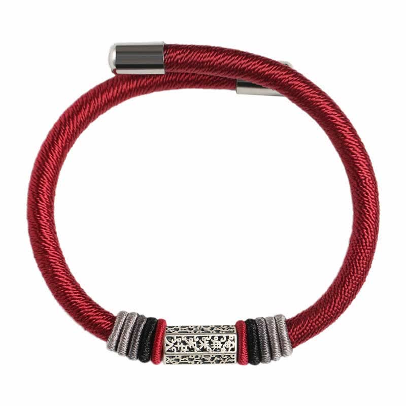 925 Sterling Silver Om Mani Padme Hum Peace Red String Bracelet
