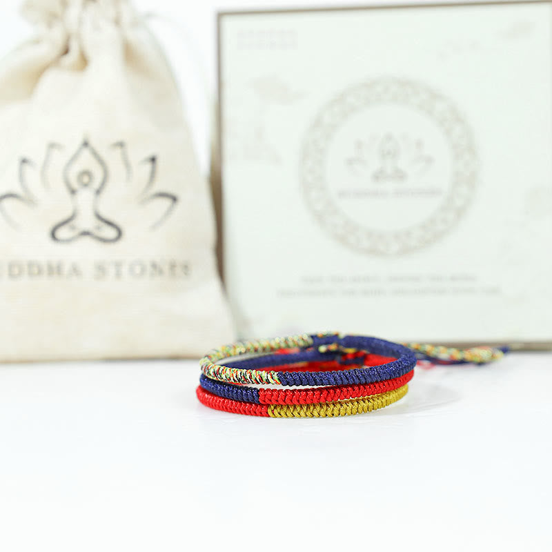 Tibet Handmade Multicolor King Kong Knot Faith Protection Braided Two-Color String Bracelet