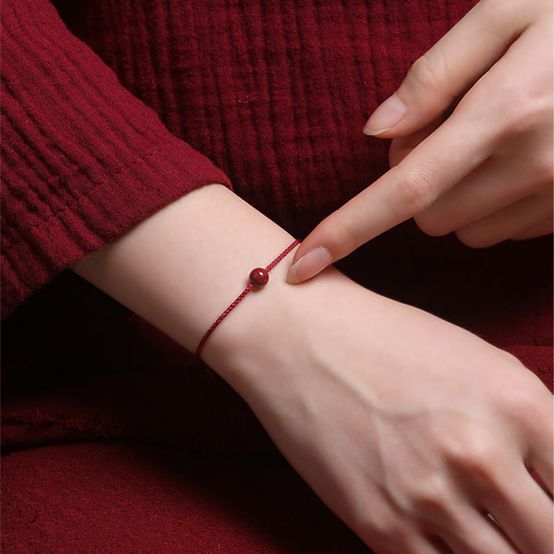Natural Cinnabar Red Agate Blessing Red String Bracelet