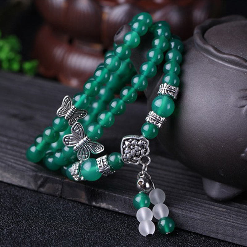 Natural Green Agate Butterfly Support Bracelet