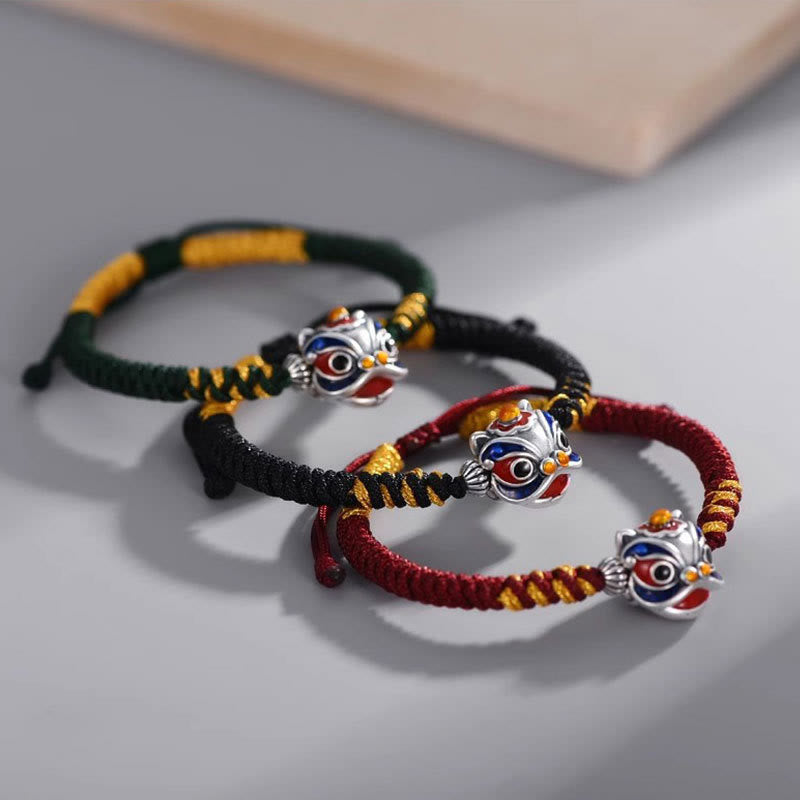 Handmade Dancing Lion Luck Braided String Bracelet