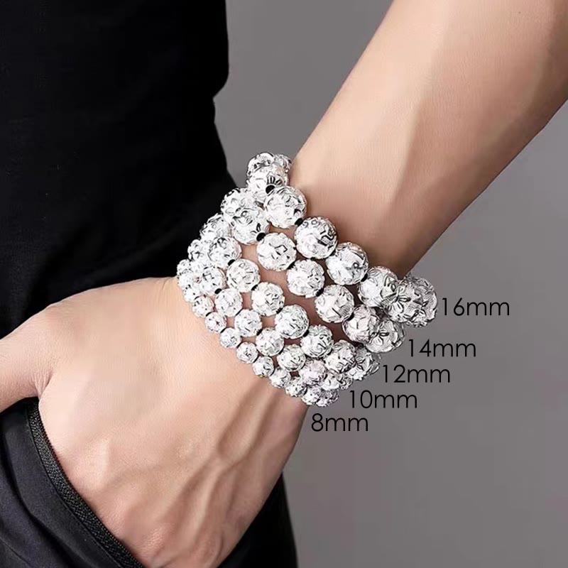 Tibetan Om Mani Padme Hum Carved Alloy Beads Amulet Bracelet