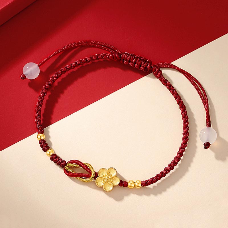 Handmade 925 Sterling Silver Cherry Blossoms Sakura Chalcedony Luck Bracelet