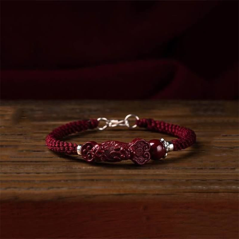 Handcrafted PiXiu Cinnabar Wealth Luck Braided Bracelet
