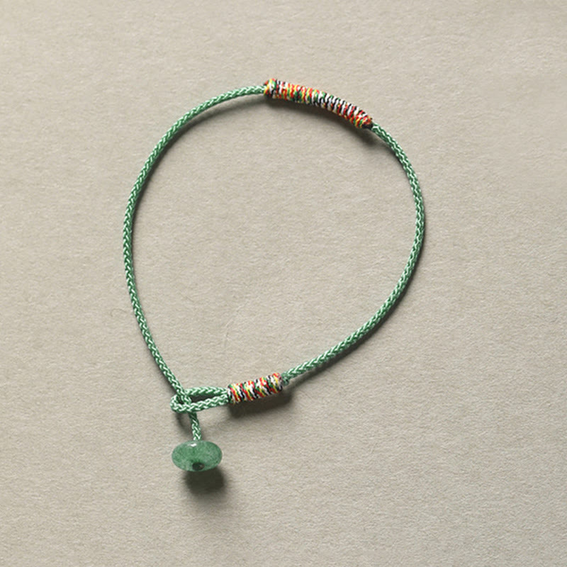 Tibetan Handmade Green Aventurine Luck Protection Braided Rope Bracelet