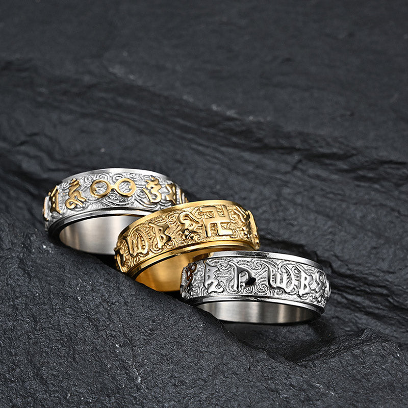Six True Words Balance Calm Titanium Steel Ring