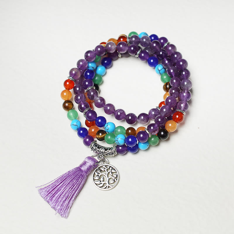 Crystal Mala Prayer Beads 108 Meditation Multilayer Bracelet Necklace