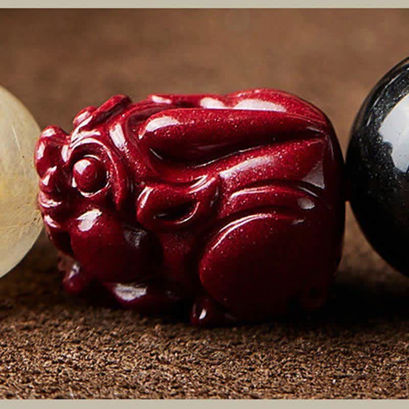 Gold Sheen Obsidian PiXiu Cinnabar Om Mani Padme Hum Protection Bracelet