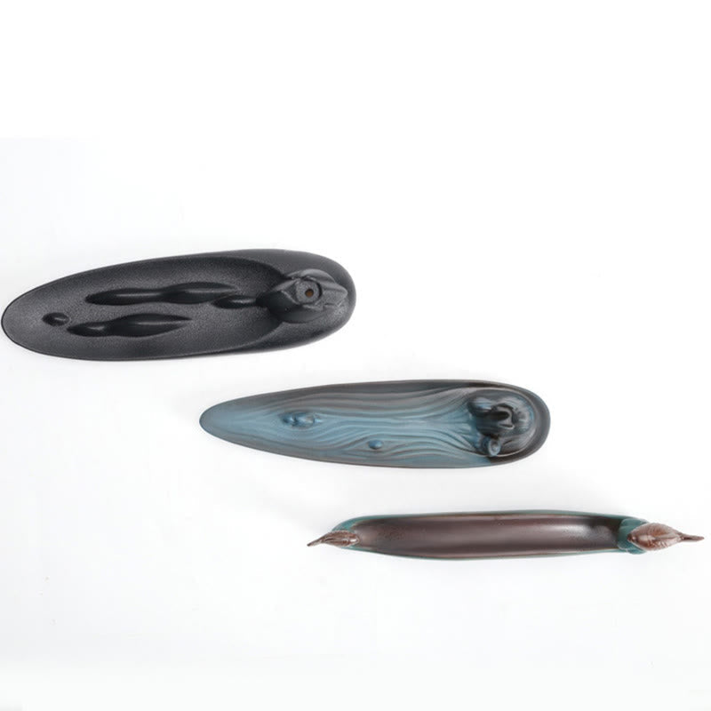 Double Koi Fish Mountain Ceramic Stick Incense Burner Decoration