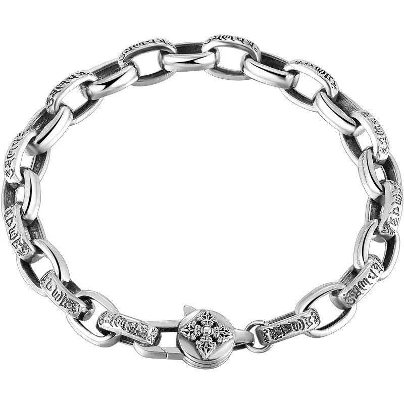 Om Mani Padme Hum Double Dorje Copper Engraved Wisdom Bracelet