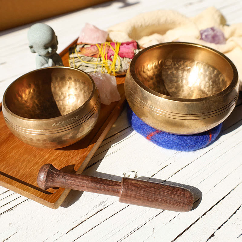 Tibetan Meditation Sound Bowl Handcrafted for and Mindfulness Singing Bowl Set