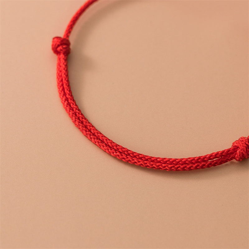 925 Sterling Silver Four Leaf Clover Red Rope Bracelet