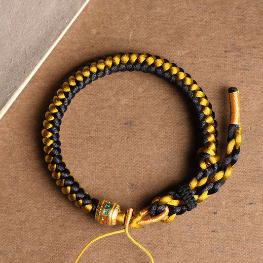 Handmade Tibetan Black Gold Dragon Scale Rope Om Mani Padme Hum Purity Bracelet