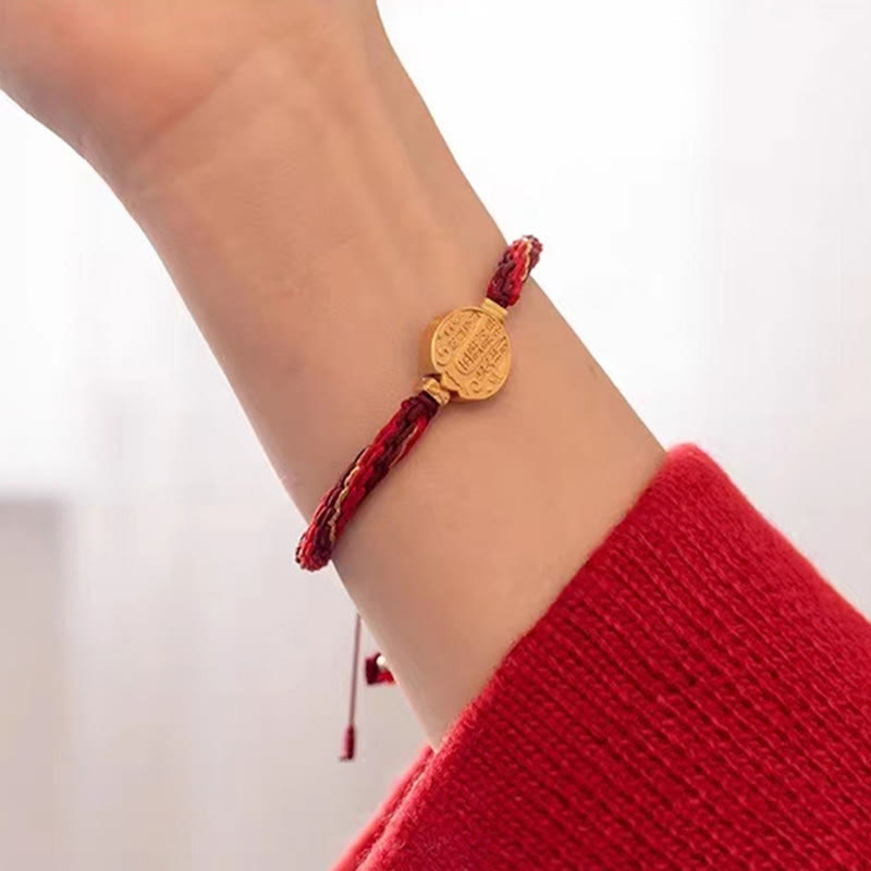 Five Directions Gods of Wealth Handmade Reincarnation Knot Protection String Braid Bracelet