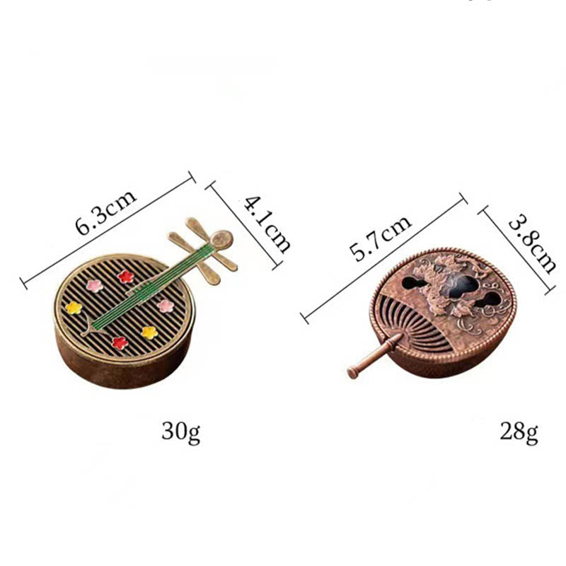 Small Mini Gourd Fan Pipa Copper Alloy Incense Burner Decoration With Incense
