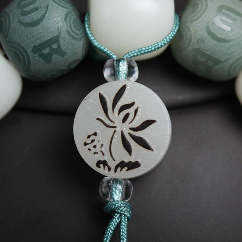 White Bodhi Six True Words Protection Bracelet