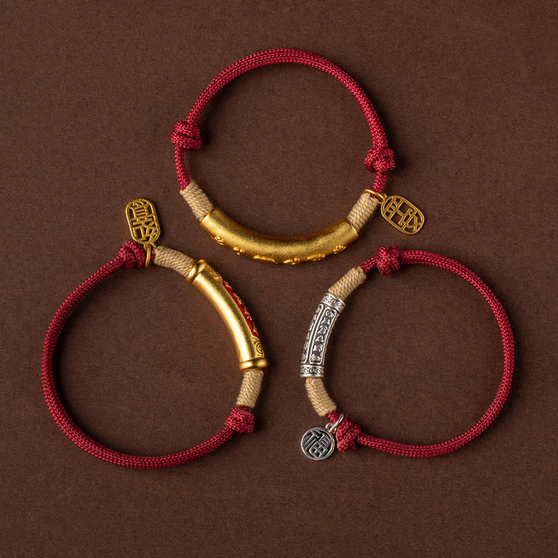 999 Sterling Silver Tibet Handmade Om Mani Padme Hum Fu Character TopRank Character Luck Braided Bracelet