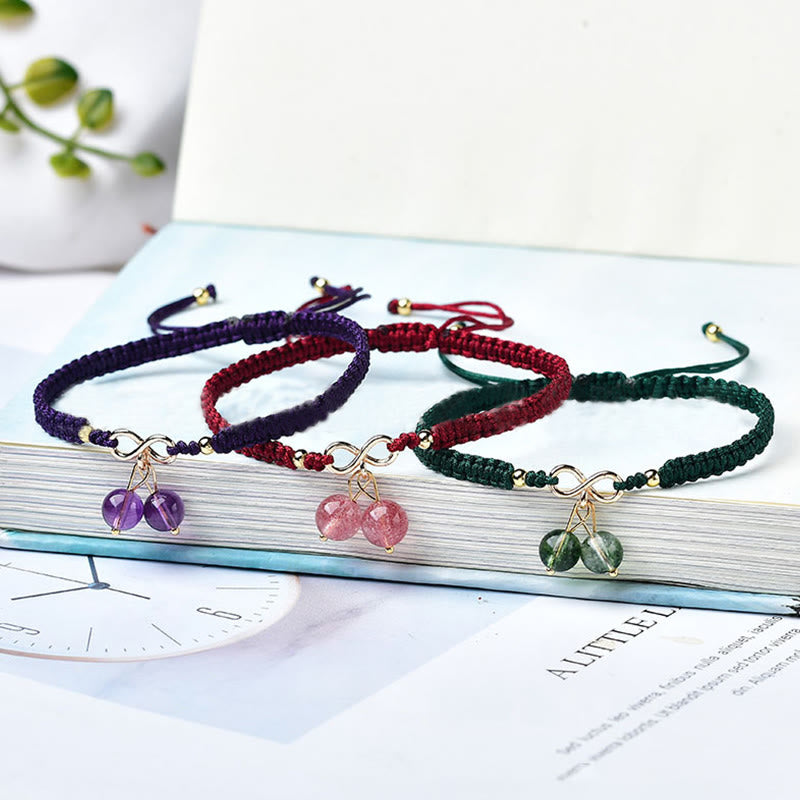 Natural Strawberry Quartz Amethyst Green Phantom Bead Positive Bracelet