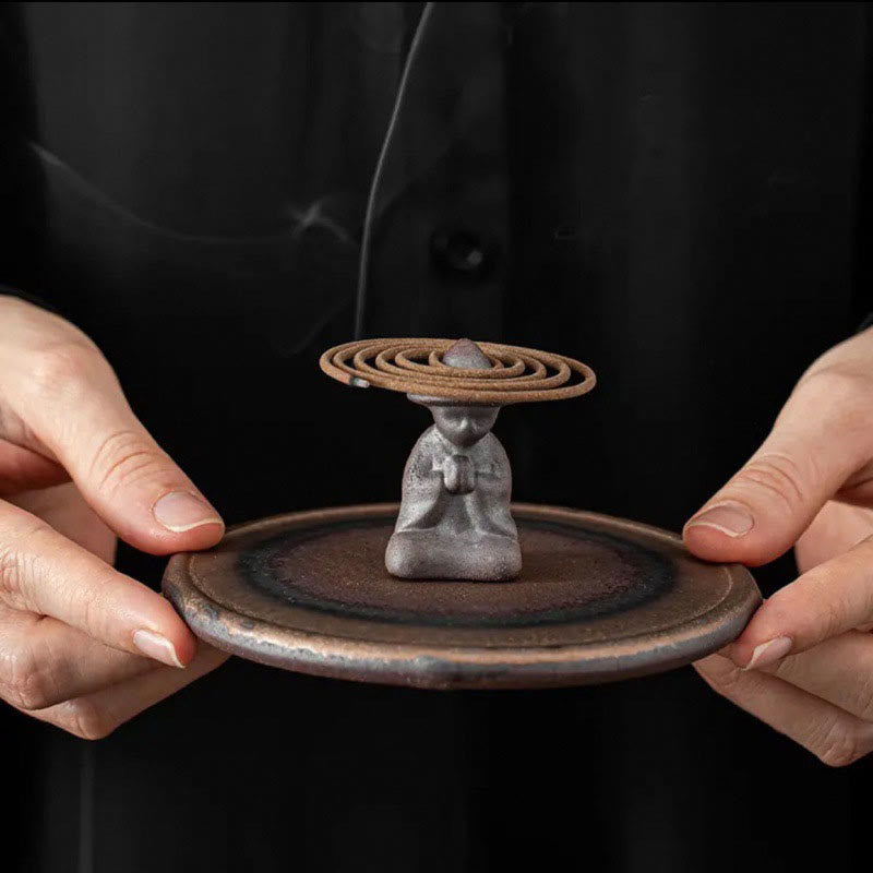 Small Person Meditation Ceramic Spiritual Incense Burner