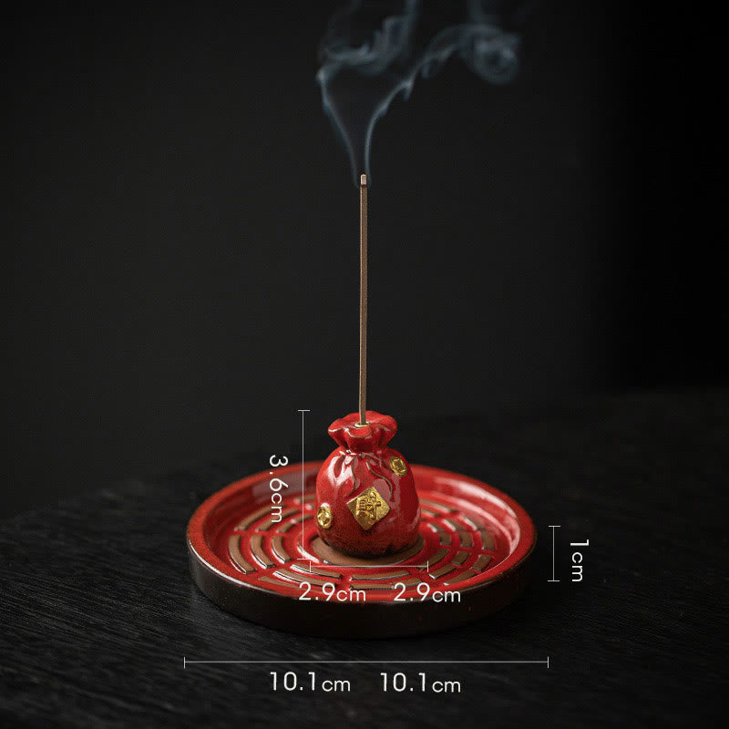 Small Treasure Bowl Lucky Bag Bagua Tray Ceramic Stick Incense Burner Decoration
