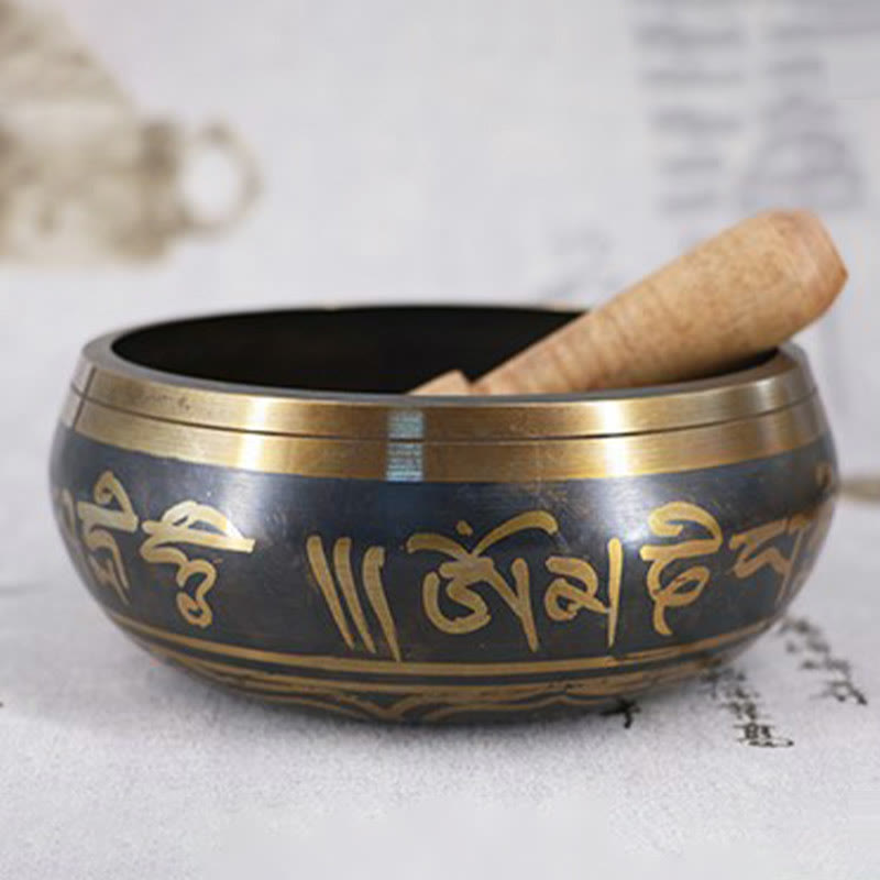 Tibetan Meditation Bowl for and Mindfulness Om Mani Padme Hum Singing Bowl