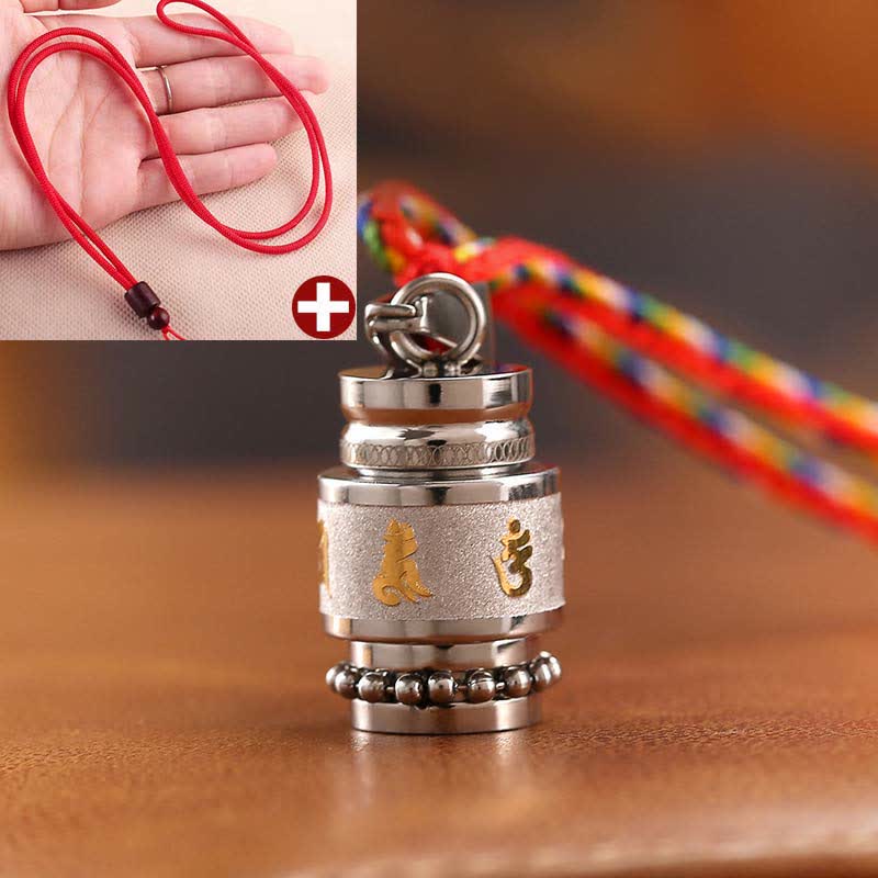 Tibet Om Mani Padme Hum Shurangama Mantra Titanium Steel Wisdom Amulet Necklace Pendant