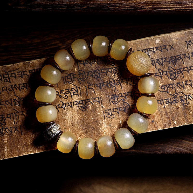 Handmade Tibetan Sheep Horn Om Mani Padme Hum Auspiciousness Bracelet