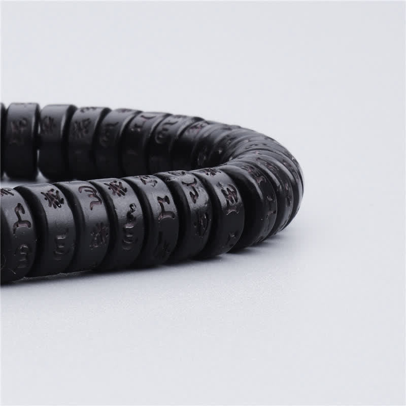 Tibetan Coconut Shell Beads Engraved Om Mani Padme Hum Mantra Happiness Bracelet