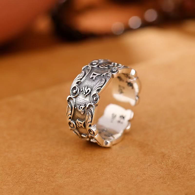 Tibetan Om Mani Padme Hum Design Peace Adjustable Ring
