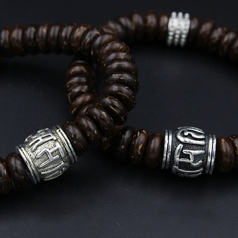 Natural Tibetan Coconut Shell Om Mani Padme Hum Positive Bracelet