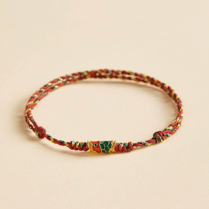 Handcrafted Koi Fish Wealth Prosperity Braided Rope Bracelet